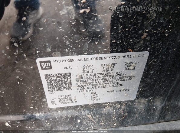 3GKALVEV4ML381538 2021 GMC TERRAIN Black Engine compartment view