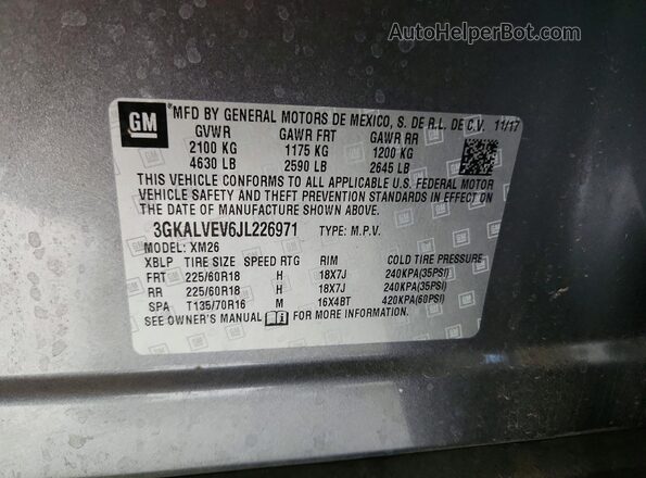 3GKALVEV6JL226971 2018 GMC TERRAIN Gray 