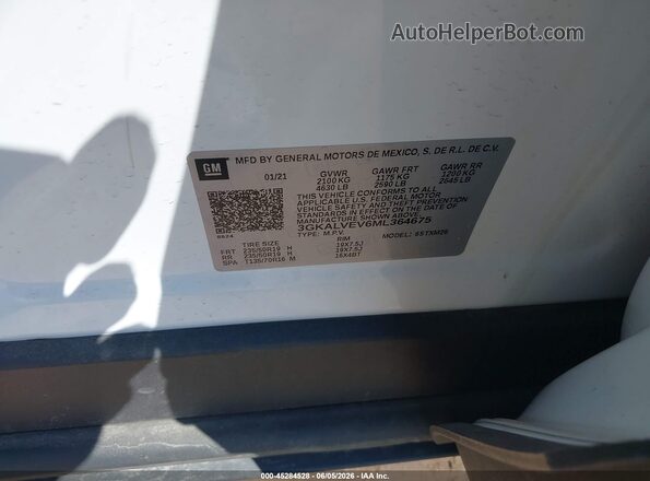 3GKALVEV6ML364675 2021 GMC TERRAIN White Вид підкапотного простору