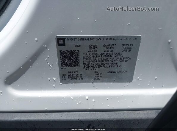 3GKALVEV7LL299012 2020 GMC TERRAIN White Շարժիչի բաժամունքի տեսք