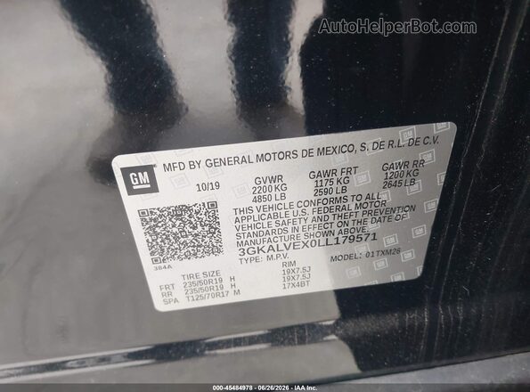 3GKALVEX0LL179571 2020 GMC TERRAIN Черный Вид подкапотного пространства