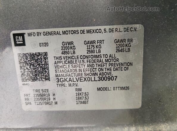 3GKALVEX0LL300907 2020 GMC TERRAIN Gray Սալոնի 360 աստիճան տեսք