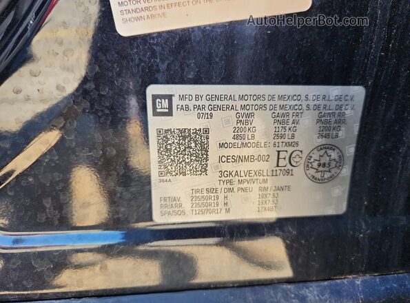 3GKALVEX6LL117091 2020 GMC TERRAIN Черный 