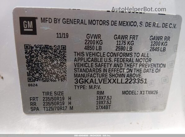 3GKALVEXXLL223351 2020 GMC TERRAIN White Շարժիչի բաժամունքի տեսք