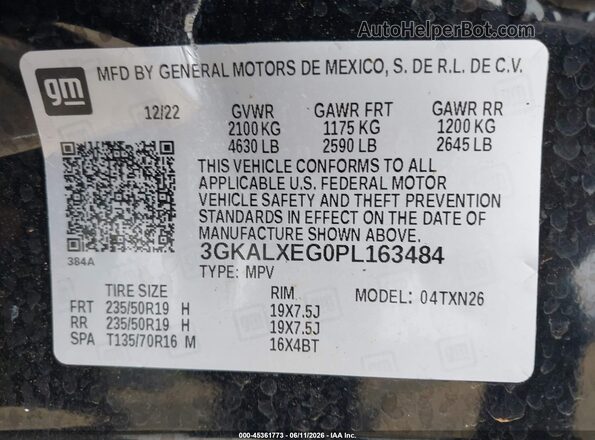 3GKALXEG0PL163484 2023 GMC TERRAIN Black Engine compartment view