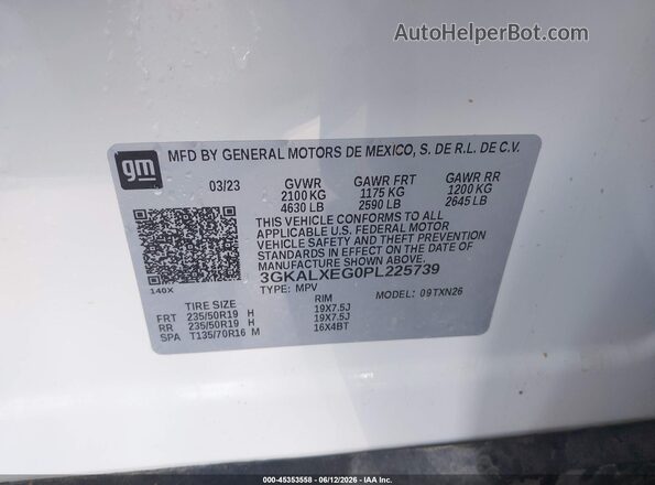 3GKALXEG0PL225739 2023 GMC TERRAIN White ძრავის განყოფილების ხედი