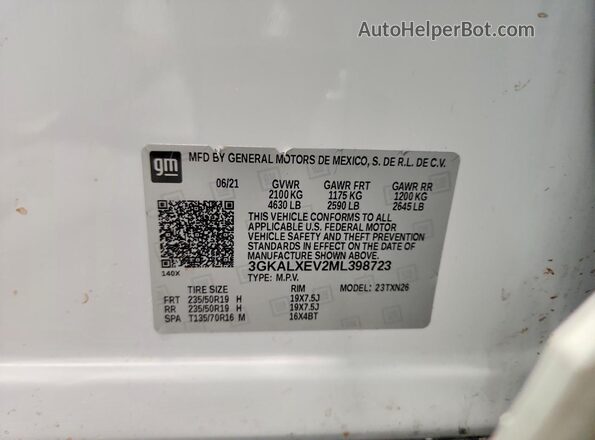 3GKALXEV2ML398723 2021 GMC TERRAIN White Engine compartment view