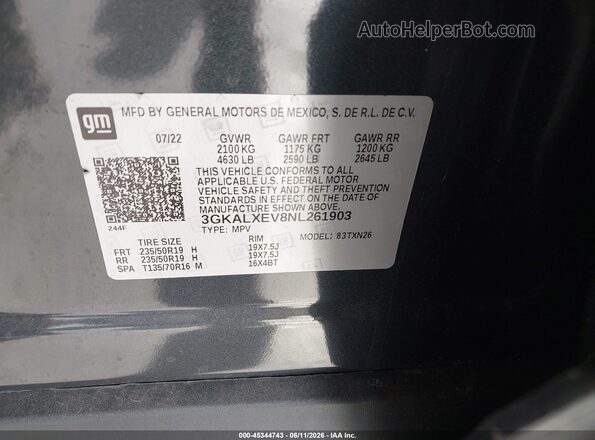 3GKALXEV8NL261903 2022 GMC TERRAIN Черный Вид подкапотного пространства