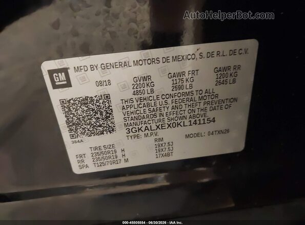 3GKALXEX0KL141154 2019 GMC TERRAIN Black Շարժիչի բաժամունքի տեսք