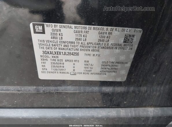 3GKALXEX1JL284256 2018 GMC TERRAIN Black ძრავის განყოფილების ხედი