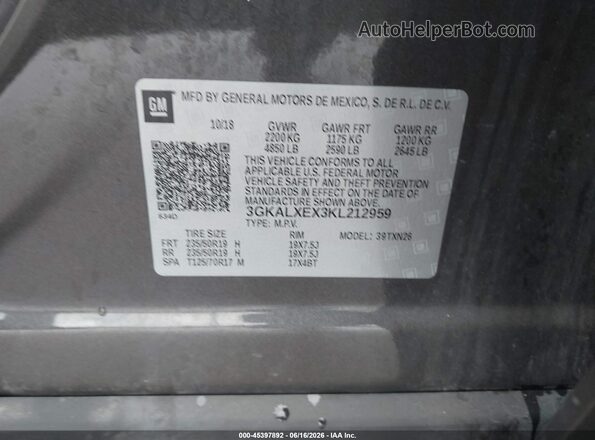 3GKALXEX3KL212959 2019 GMC TERRAIN Brown Vista del compartimento del motor