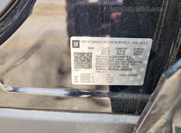 3GKALXEX6JL405315 2018 GMC TERRAIN Black Engine compartment view