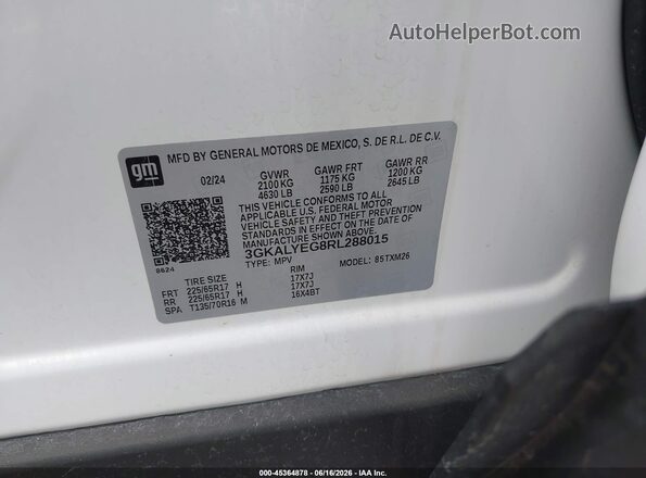 3GKALYEG8RL288015 2024 GMC TERRAIN White Engine compartment view