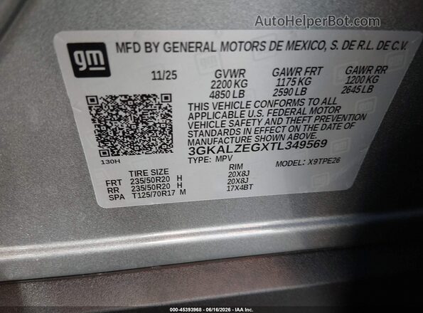 3GKALZEGXTL349569 2026 GMC TERRAIN Gray Widok komory silnika
