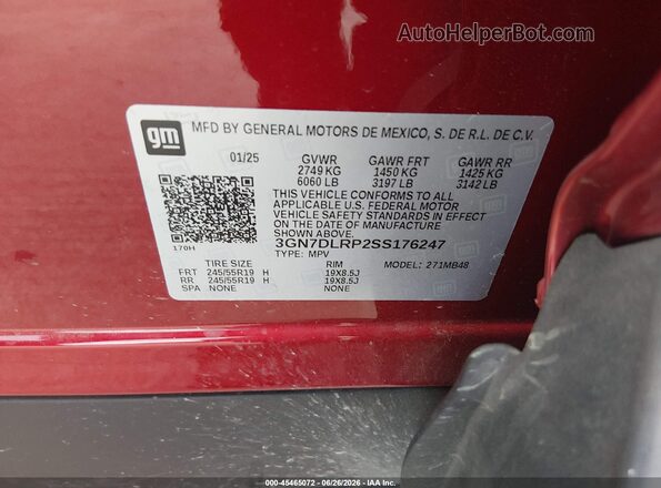 3GN7DLRP2SS176247 2025 CHEVROLET EQUINOX Красный Вид подкапотного пространства