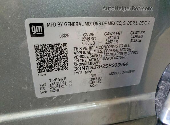 3GN7DLRP2SS203964 2025 CHEVROLET EQUINOX Gray 