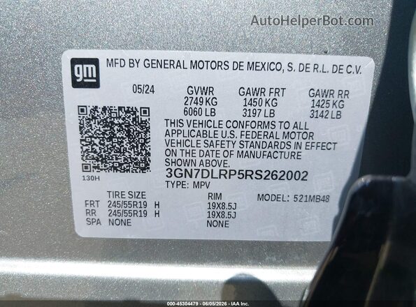 3GN7DLRP5RS262002 2024 CHEVROLET EQUINOX Серебряный Вид подкапотного пространства