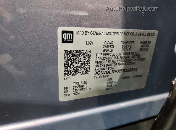3GN7DLRPXSS156571 2025 CHEVROLET EQUINOX Purple VIN sticker view