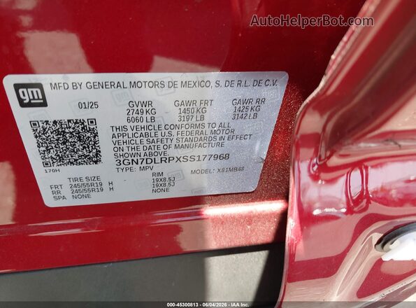 3GN7DLRPXSS177968 2025 CHEVROLET EQUINOX Red 