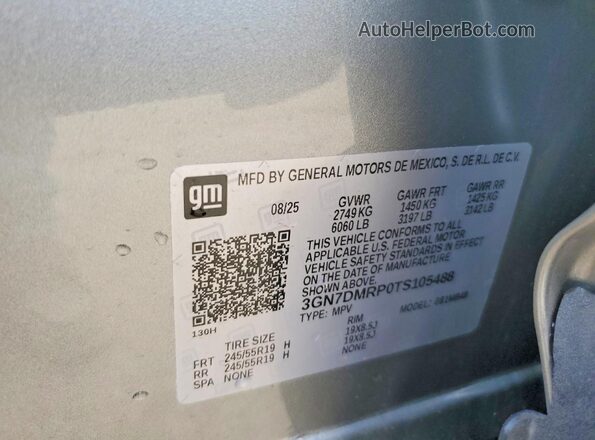 3GN7DMRP0TS105488 2026 CHEVROLET EQUINOX Silver VIN կոդի պիտակի տեսք