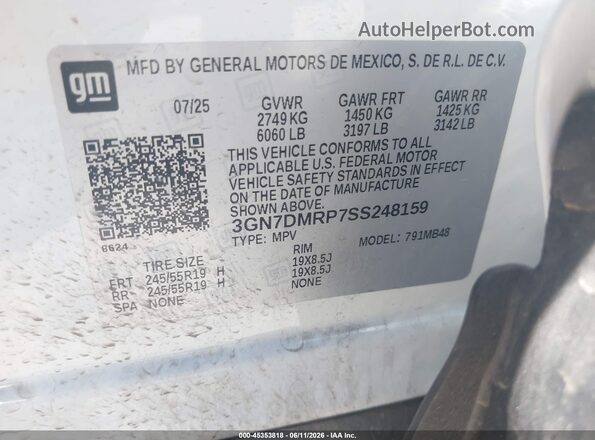 3GN7DMRP7SS248159 2025 CHEVROLET EQUINOX Белый Вид подкапотного пространства