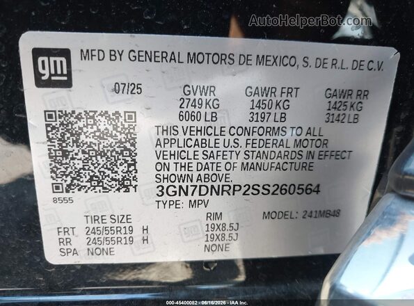 3GN7DNRP2SS260564 2025 CHEVROLET EQUINOX Black Շարժիչի բաժամունքի տեսք