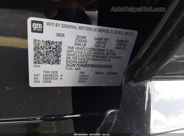 3GN7DNRP8SS265963 2025 CHEVROLET EQUINOX Black Շարժիչի բաժամունքի տեսք