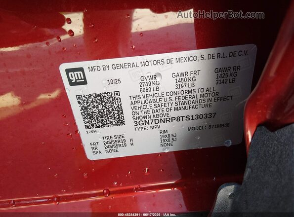 3GN7DNRP8TS130337 2026 CHEVROLET EQUINOX Red Вид підкапотного простору