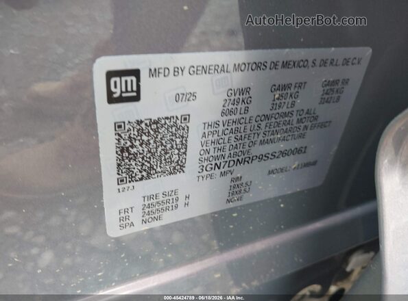 3GN7DNRP9SS260061 2025 CHEVROLET EQUINOX Синий Вид подкапотного пространства