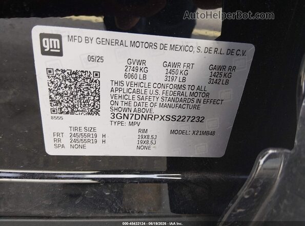 3GN7DNRPXSS227232 2025 CHEVROLET EQUINOX Black Vista del compartimento del motor