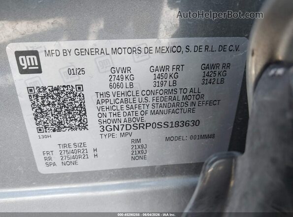 3GN7DSRP0SS183630 2025 CHEVROLET EQUINOX Gray Engine compartment view
