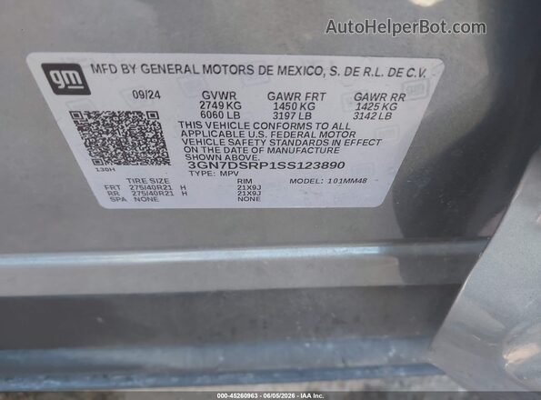 3GN7DSRP1SS123890 2025 CHEVROLET EQUINOX Gray Engine compartment view