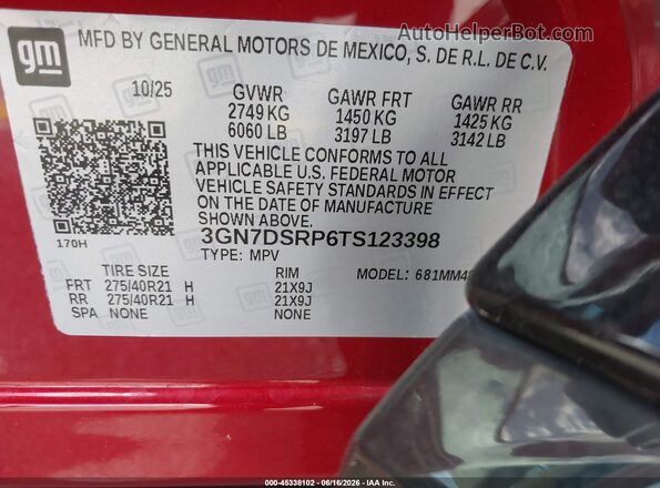 3GN7DSRP6TS123398 2026 CHEVROLET EQUINOX Red Вид підкапотного простору