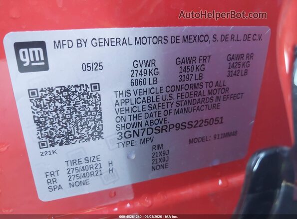 3GN7DSRP9SS225051 2025 CHEVROLET EQUINOX Orange Շարժիչի բաժամունքի տեսք