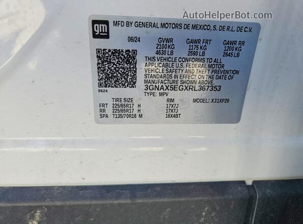 3GNAX5EGXRL367353 2024 CHEVROLET EQUINOX White 