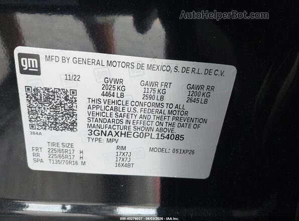 3GNAXHEG0PL154085 2023 CHEVROLET EQUINOX Black Widok komory silnika