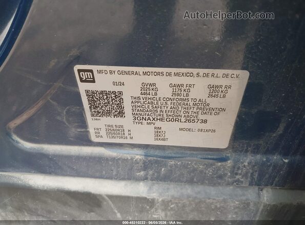 3GNAXHEG0RL265738 2024 CHEVROLET EQUINOX Синий Вид подкапотного пространства