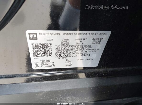 3GNAXHEG1TL405433 2026 CHEVROLET EQUINOX Black ძრავის განყოფილების ხედი