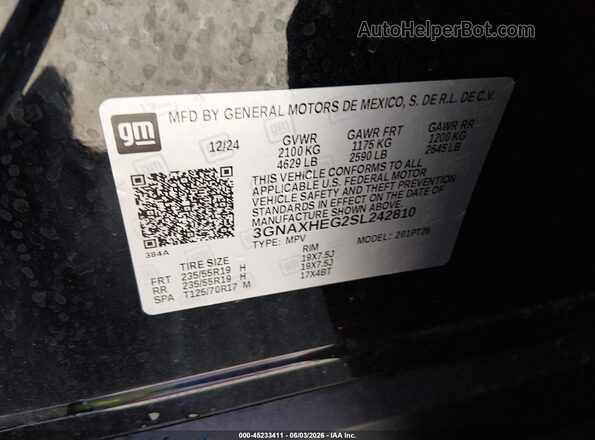 3GNAXHEG2SL242810 2025 CHEVROLET EQUINOX Черный Вид подкапотного пространства