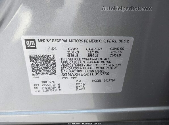 3GNAXHEG2TL396760 2026 CHEVROLET EQUINOX Silver Engine compartment view