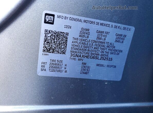 3GNAXHEG6SL252515 2025 CHEVROLET EQUINOX Silver 