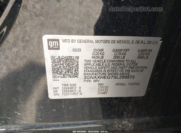 3GNAXHEG7SL299875 2025 CHEVROLET EQUINOX Black Vista del compartimento del motor