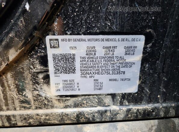 3GNAXHEG7SL313578 2025 CHEVROLET EQUINOX Black Widok naklejki z numerem VIN