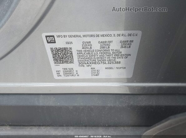 3GNAXHEG7SL325388 2025 CHEVROLET EQUINOX Silver Engine compartment view