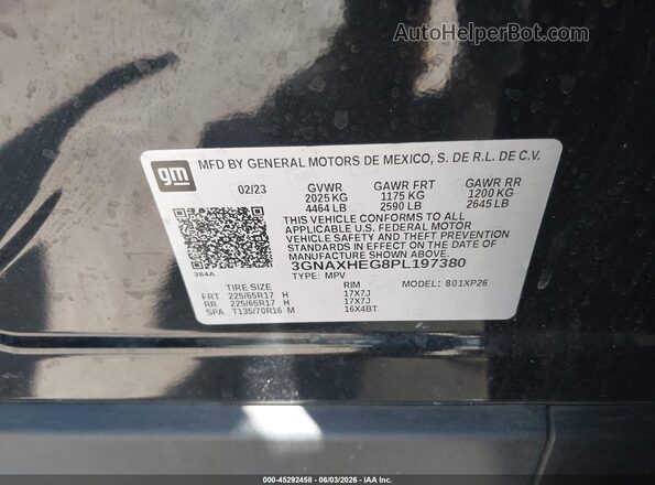 3GNAXHEG8PL197380 2023 CHEVROLET EQUINOX Black Vista del compartimento del motor