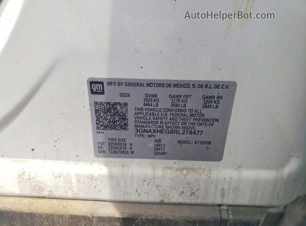 3GNAXHEG8RL278477 2024 CHEVROLET EQUINOX White Սալոնի 360 աստիճան տեսք