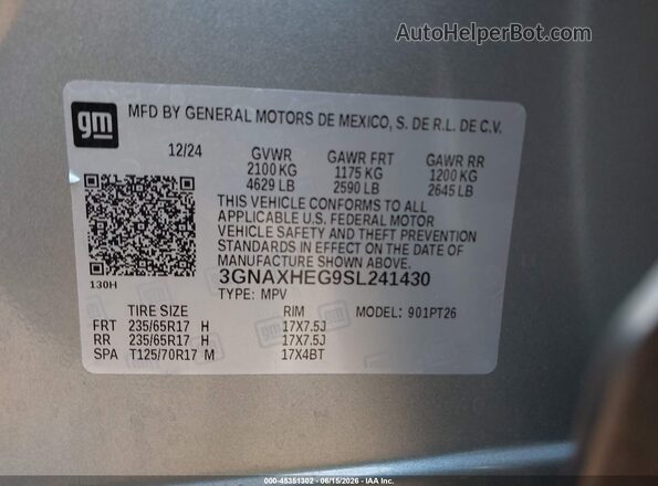 3GNAXHEG9SL241430 2025 CHEVROLET EQUINOX Silver Engine compartment view