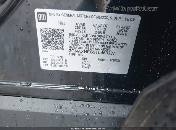 3GNAXHEG9TL463337 2026 CHEVROLET EQUINOX Black Engine compartment view