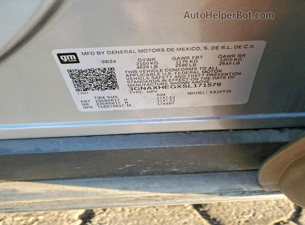 3GNAXHEGXSL171579 2025 CHEVROLET EQUINOX Gray Vista de la etiqueta del VIN