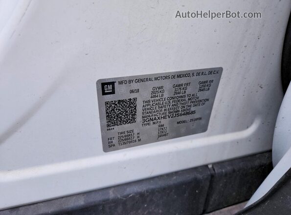 3GNAXHEV2JS648685 2018 CHEVROLET EQUINOX Белый Вид подкапотного пространства